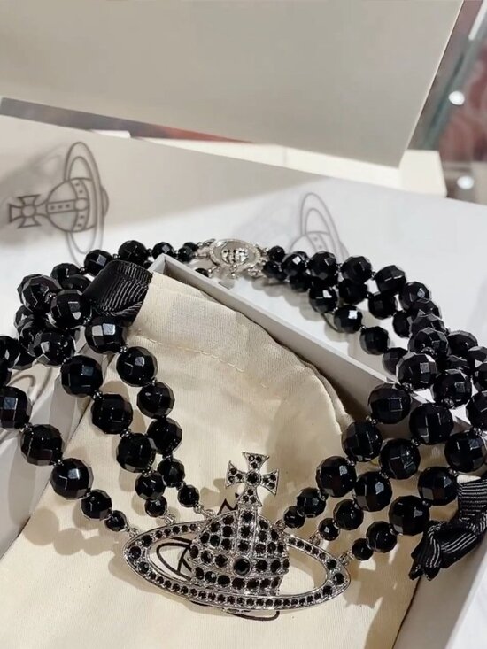 Vivienne Westwood Jewelry - Vivienne Westwood Three Row Pearl Bas Relief Choker in Black (Brand New)